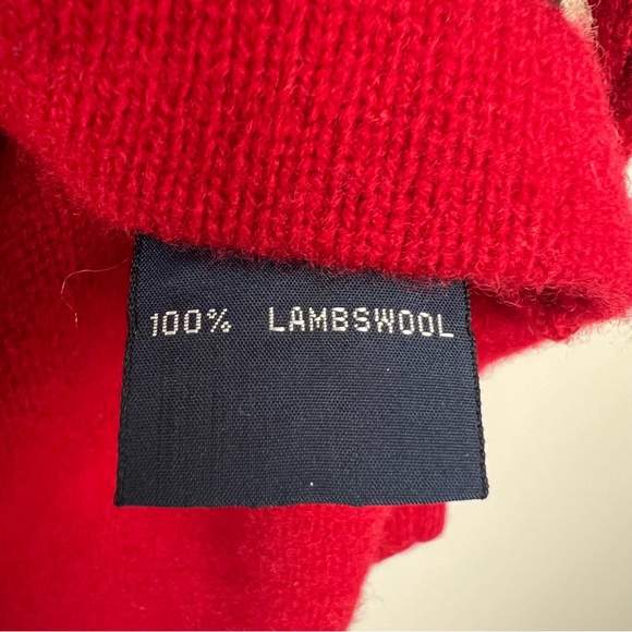 David Jones 100% Lambswool Knit Sweater Jumper Red Argyle Vintage Style L/XL - Picture 10 of 12